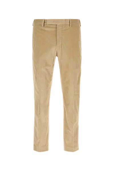 Pt Torino Beige Stretch Corduroy Pant In Brown