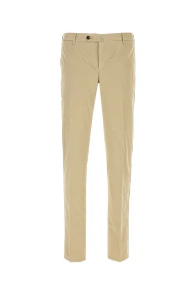 Pt Torino Beige Stretch Cotton Blend Silkochino Pant In Brown