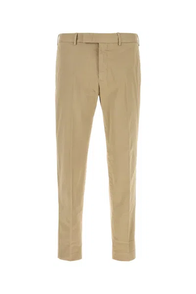 Pt Torino Stretch Cotton Trousers Belt Loops Pockets In Neutral