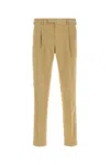 Pt Torino Beige Stretch Cotton Pant In Red