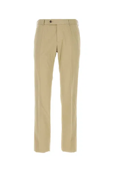 Pt Torino Beige Stretch Cotton Blend Silkochino Pant In Brown