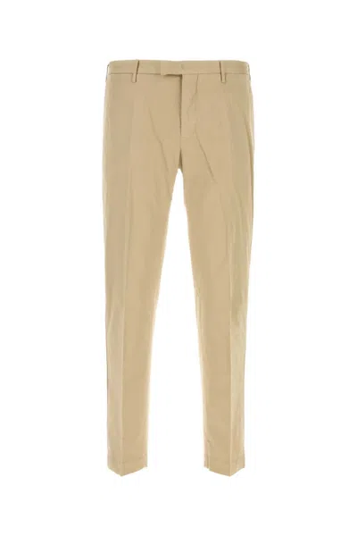 Pt Torino Beige Stretch-design Tapered Trousers In Brown