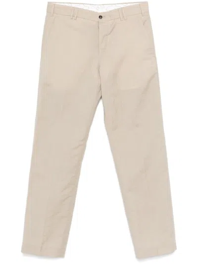 Pt Torino Beige Tailored Trousers In Wool-linen Blend