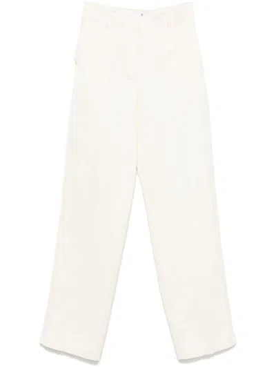 Pt Torino Beige Trousers With Concealed Fastening In White