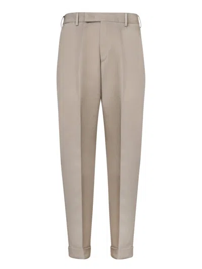 Pt Torino Beige Trousers With Front Pleat In Neutral