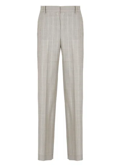 Pt Torino Beige Wool Palazzo Pants With Contrasting Striped Pattern