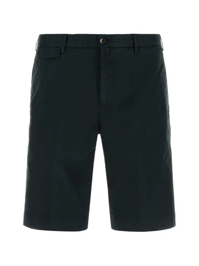 Pt Torino Stretch Cotton Bermuda Shorts Belt Loops In Black