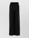 Pt Torino Benedetta Wide Leg Pinstripe Wool Trousers In Black