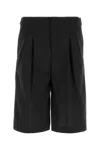 Pt Torino Midnight Blue Stretch Polyester Blend Bermuda Shorts In Black