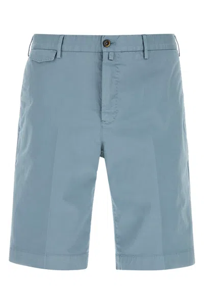 Pt Torino Light-blue Stretch Cotton Bermuda Shorts