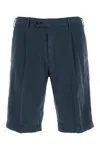 Pt Torino Blue Bermuda With Pence And Side Pocket With Flap In Linen And Cotton Blend Man In Blue