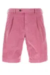 Pt Torino Fuchsia Stretch Corduroy Bermuda Shorts In Pink