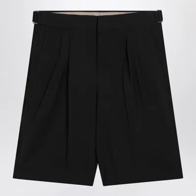 Pt Torino Black Bermuda Shorts In Wool Blend