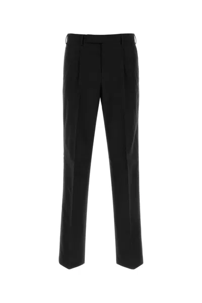 Pt Torino Black Cotton Blend Edge Pant In Blue