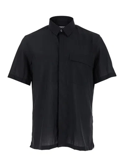 Pt Torino Black Shirt With Classic Collar And Front Concealed Button Closure In Fabric Man