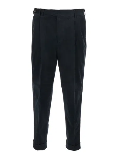 PT TORINO BLACK SLIM FIT PLEATED TROUSERS
