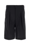 Pt Torino Midnight Blue Stretch Polyester Blend Bermuda Shorts In Black