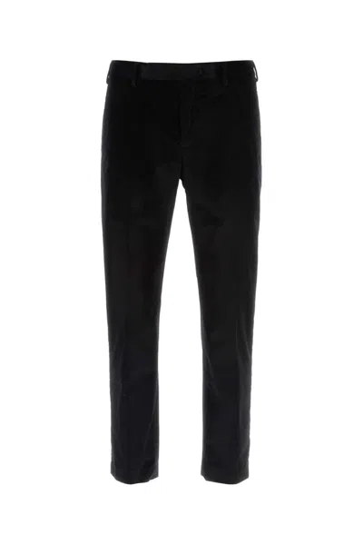 Pt Torino Dark Blue Stretch Corduroy Pant In Animal Print