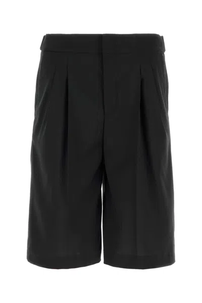 PT TORINO BLACK STRETCH POLYESTER BLEND BERMUDA SHORTS