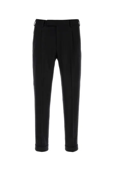 Pt Torino Black Stretch Wool Blend Pant