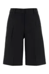 Pt Torino Black Stretch Wool Blend Simone Bermuda Shorts In Blue
