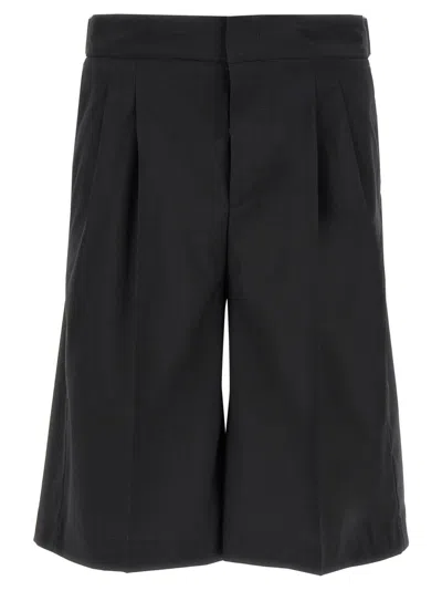 PT TORINO BLACK TECHNO WOOL BERMUDA SHORTS