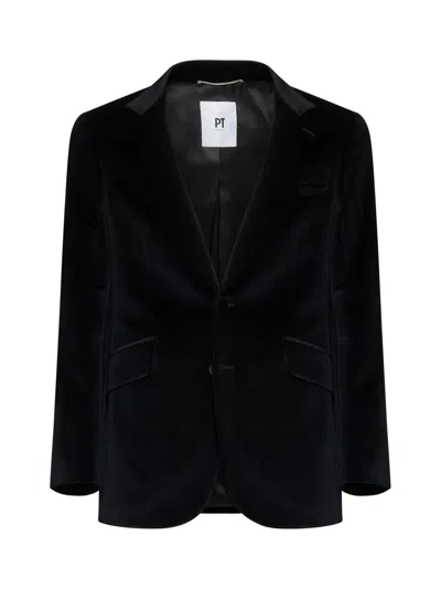 PT TORINO BLACK WOOL BLAZER