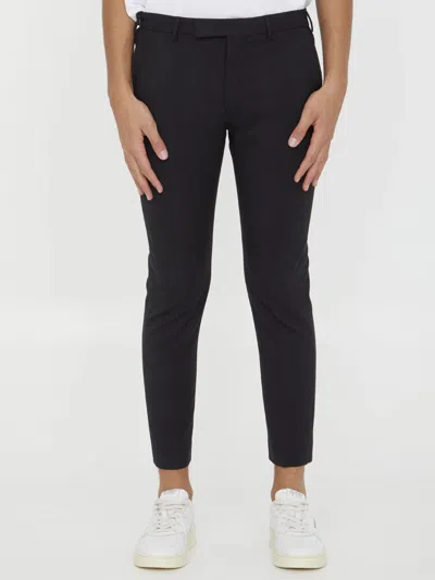 PT TORINO BLACK WOOL TROUSERS