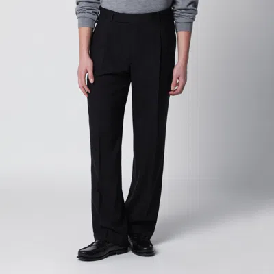 Pt Torino Pleated-detail Wool Trousers In Black