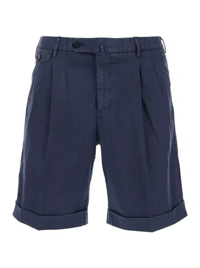 PT TORINO BLUE BERMUDA WITH PENCE AND SIDE POCKET WITH FLAP IN LINEN AND COTTON BLEND MAN