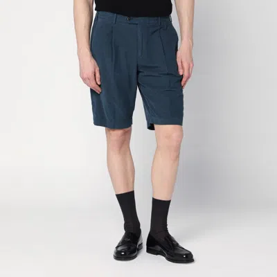 Pt Torino Blue Cotton Bermuda Shorts