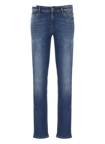 Pt Torino Blue Cotton Jeans In Green