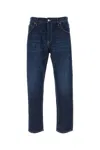 Pt Torino Stitched Denim Trousers Belt Loops In Blue