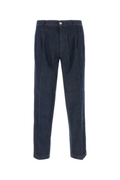 Pt Torino Trousers Cotton Front Pleats In Blue