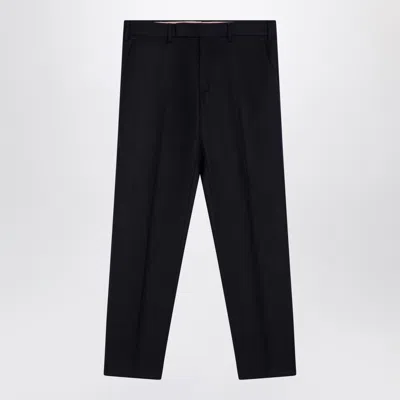 Pt Torino Blue Navy Virgin Wool Trousers In Black