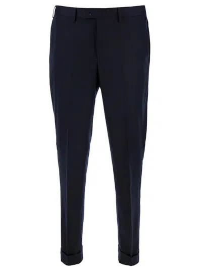 PT TORINO BLUE STRAIGHT PANTS WITH FRONT CLOSURE IN WOOL MAN