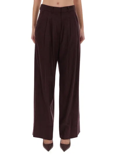 Pt Torino Bordeaux Virgin Wool Trousers In Brown