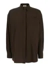 Pt Torino Brown Shirt With Classic Collar And Patch Pocket On The Chest In Cotton Woman In Brown