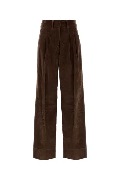 Pt Torino Brown Stretch Corduroy Palazzo Pant