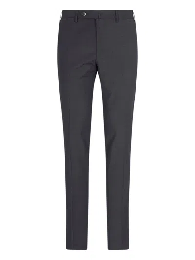 Pt Torino Brown Stretch Cotton Chino Pant In Blue