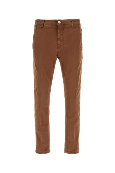 Pt Torino Brown Stretch Cotton Pant