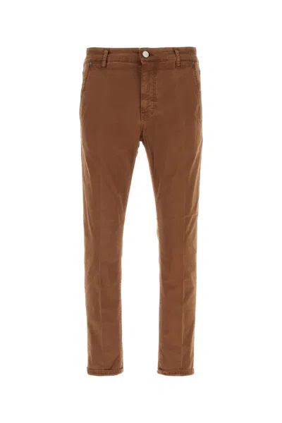 PT TORINO PANTALONE IN COTONE STRETCH MARRONE UOMO