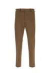 Pt Torino Stretch Cotton Trousers With Pockets And Creases In Brown