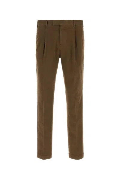 Pt Torino Brown Stretch Cotton Pant