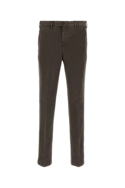 Pt Torino Brown Stretch Cotton Pant In Green