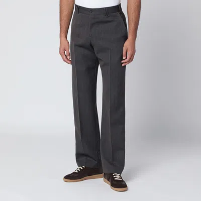 Pt Torino Brown Striped Wool Trousers