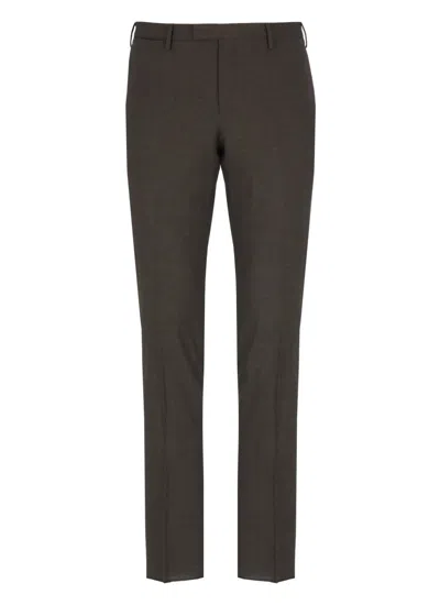 PT TORINO BROWN WOOL TROUSERS