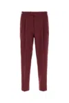 Pt Torino Turn-up Hem Tapered Trousers In Burgundy