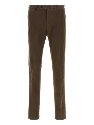 Pt Torino Button-fly Trousers In Brown