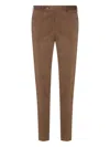 Pt Torino Slim Fit Trousers With Pockets And Loops In Brown